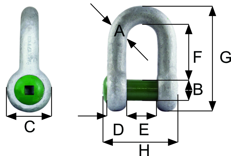 Blocks & Rigging - Shackles - Bow with safety bolt blocks and rigging shackles flush pin